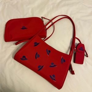 Red Designer Women's Bag Set
